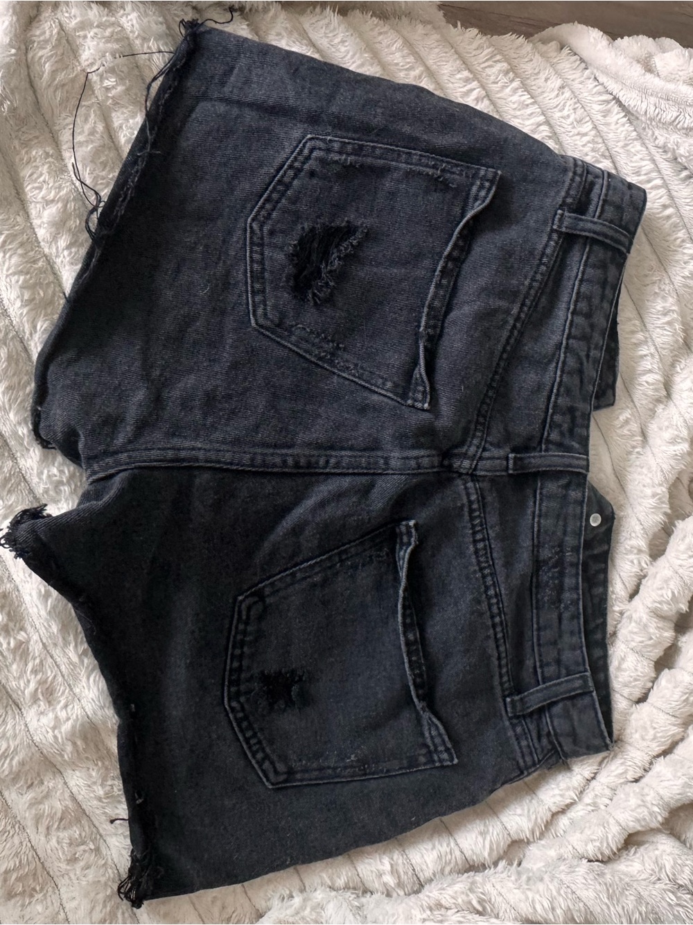 wild fable Black Distressed High-Rise Denim Shorts - Picture 2 of 3
